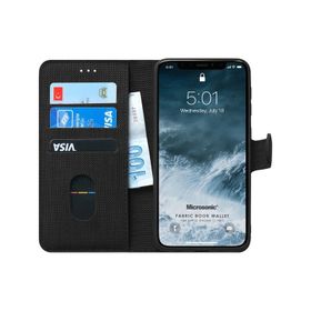 Microsonic Apple iPhone 11 Pro 5.8 Fabric Book Wallet Mor Cep Telefonu Kılıfı