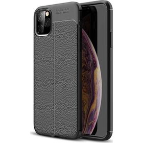 Microsonic Apple iPhone 11 Pro 5.8 inç Deri Dokulu Silikon Siyah Cep Telefonu Kılıfı