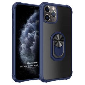Microsonic Apple iPhone 11 Pro Grande Clear Ring Holder Siyah Kırmızı Cep Telefonu Kılıfı