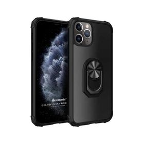 Microsonic Apple iPhone 11 Pro Grande Clear Ring Holder Siyah Kırmızı Cep Telefonu Kılıfı
