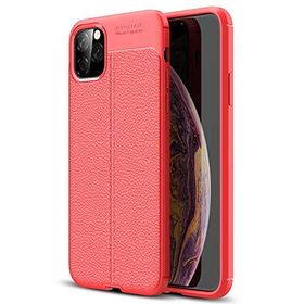 Microsonic Apple iPhone 11 Pro Max 6.5 inç Deri Dokulu Silikon Kırmızı Cep Telefonu Kılıfı