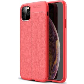 Microsonic Apple iPhone 11 Pro Max 6.5 inç Deri Dokulu Silikon Kırmızı Cep Telefonu Kılıfı