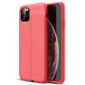 Microsonic Apple iPhone 11 Pro Max 6.5 inç Deri Dokulu Silikon Kırmızı Cep Telefonu Kılıfı