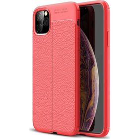 Microsonic Apple iPhone 11 Pro Max 6.5 inç Deri Dokulu Silikon Kırmızı Cep Telefonu Kılıfı