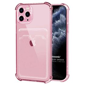 Microsonic Apple iPhone 11 Pro Max Card Slot Shock Pembe Cep Telefonu Kılıfı