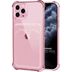 Microsonic Apple iPhone 11 Pro Max Card Slot Shock Pembe Cep Telefonu Kılıfı