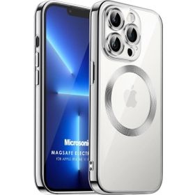 Microsonic Apple iPhone 11 Pro Max Magsafe Luxury Electroplate Gümüş Cep Telefonu Kılıfı