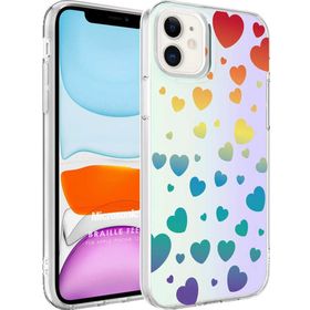 Microsonic Apple iPhone 12 Braille Feel Desenli Heart Cep Telefonu Kılıfı