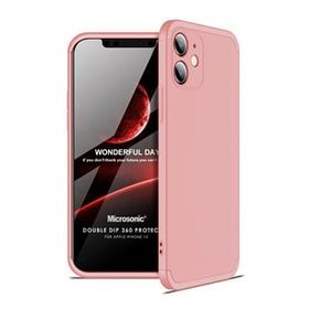 Microsonic Apple iPhone 12 Double Dip 360 Protective Rose Gold Cep Telefonu Kılıfı
