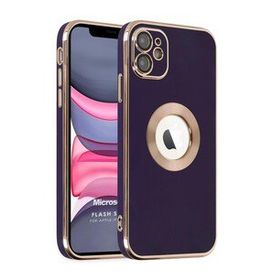 Microsonic Apple iPhone 12 Flash Stamp Koyu Mor Cep Telefonu Kılıfı
