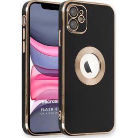 Microsonic Apple iPhone 12 Flash Stamp Siyah Cep Telefonu Kılıfı