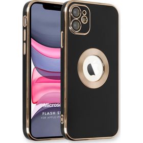 Microsonic Apple iPhone 12 Flash Stamp Siyah Cep Telefonu Kılıfı