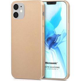Microsonic Apple iPhone 12 Gold Matte Silicone Cep Telefonu Kılıfı