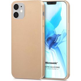 Microsonic Apple iPhone 12 Gold Matte Silicone Cep Telefonu Kılıfı