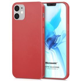 Microsonic Apple iPhone 12 Kırmızı Matte Silicone Cep Telefonu Kılıfı