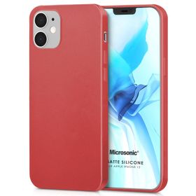 Microsonic Apple iPhone 12 Kırmızı Matte Silicone Cep Telefonu Kılıfı