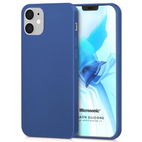 Microsonic Apple iPhone 12 Lacivert Matte Silicone Cep Telefonu Kılıfı