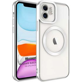 Microsonic Apple iPhone 12 Magsafe Luxury Electroplate Gümüş Cep Telefonu Kılıfı