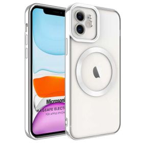 Microsonic Apple iPhone 12 Magsafe Luxury Electroplate Gümüş Cep Telefonu Kılıfı