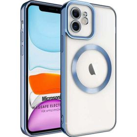 Microsonic Apple iPhone 12 Magsafe Luxury Electroplate Mavi Cep Telefonu Kılıfı