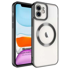 Microsonic Apple iPhone 12 Magsafe Luxury Electroplate Siyah Cep Telefonu Kılıfı