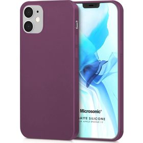 Microsonic Apple iPhone 12 Matte Silicone Mor Cep Telefonu Kılıfı