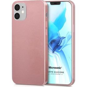 Microsonic Apple iPhone 12 Matte Silicone Rose Gold Cep Telefonu Kılıfı