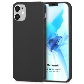 Microsonic Apple iPhone 12 Matte Silicone Siyah Cep Telefonu Kılıfı