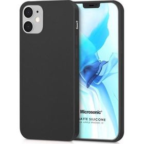 Microsonic Apple iPhone 12 Matte Silicone Siyah Cep Telefonu Kılıfı
