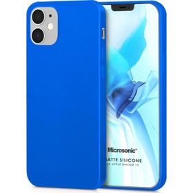 Microsonic Apple iPhone 12 Mavi Matte Silicone Cep Telefonu Kılıfı
