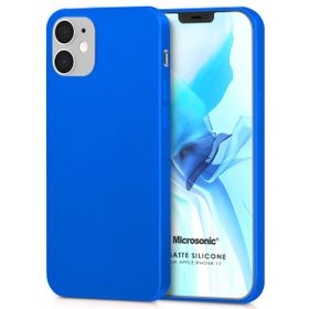 Microsonic Apple iPhone 12 Mavi Matte Silicone Cep Telefonu Kılıfı
