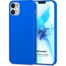 Microsonic Apple iPhone 12 Mavi Matte Silicone Cep Telefonu Kılıfı