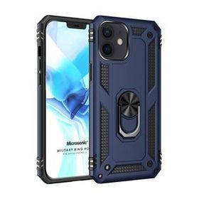 Microsonic Apple iPhone 12 Military Ring Holder Lacivert Cep Telefonu Kılıfı