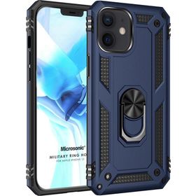 Microsonic Apple iPhone 12 Military Ring Holder Lacivert Cep Telefonu Kılıfı