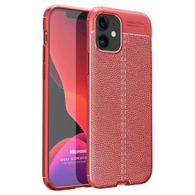 Microsonic Apple iPhone 12 Mini Deri Dokulu Silikon Kırmızı Cep Telefonu Kılıfı