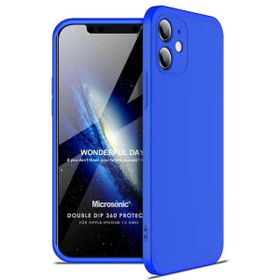 Microsonic Apple iPhone 12 Mini Double Dip 360 Protective Mavi Cep Telefonu Kılıfı