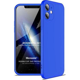 Microsonic Apple iPhone 12 Mini Double Dip 360 Protective Mavi Cep Telefonu Kılıfı