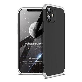 Microsonic Apple iPhone 12 Mini Double Dip 360 Protective Siyah Gri Kılıf