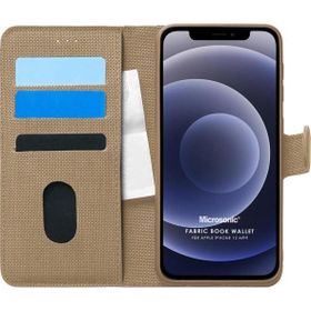 Microsonic Apple iPhone 12 Mini Fabric Book Wallet Gold Cep Telefonu Kılıfı