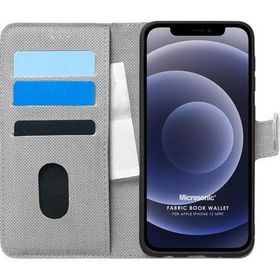 Microsonic Apple iPhone 12 Mini Fabric Book Wallet Gri Cep Telefonu Kılıfı