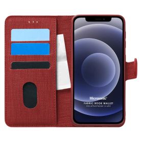 Microsonic Apple iPhone 12 Mini Fabric Book Wallet Kırmızı Cep Telefonu Kılıfı