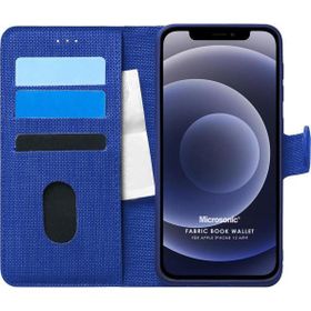 Microsonic Apple iPhone 12 Mini Fabric Book Wallet Lacivert Cep Telefonu Kılıfı