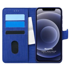 Microsonic Apple iPhone 12 Mini Fabric Book Wallet Lacivert Cep Telefonu Kılıfı