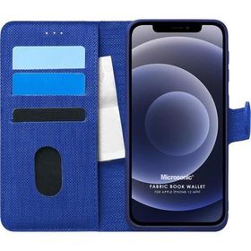 Microsonic Apple iPhone 12 Mini Fabric Book Wallet Lacivert Cep Telefonu Kılıfı