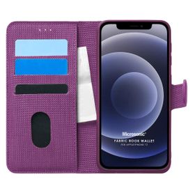 Microsonic Apple iPhone 12 Mini Fabric Book Wallet Mor Cep Telefonu Kılıfı