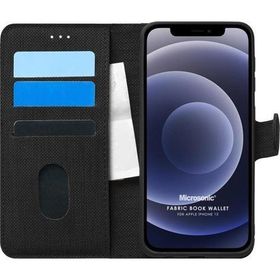 Microsonic Apple iPhone 12 Mini Fabric Book Wallet Siyah Cep Telefonu Kılıfı