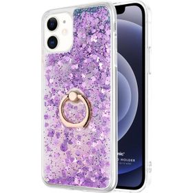 Microsonic Apple iPhone 12 Mini Glitter Liquid Holder Mor Cep Telefonu Kılıfı