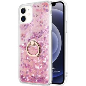 Microsonic Apple iPhone 12 Mini Glitter Liquid Holder Pembe Cep Telefonu Kılıfı