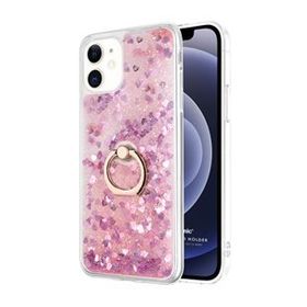 Microsonic Apple iPhone 12 Mini Glitter Liquid Holder Pembe Cep Telefonu Kılıfı