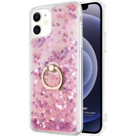 Microsonic Apple iPhone 12 Mini Glitter Liquid Holder Pembe Cep Telefonu Kılıfı